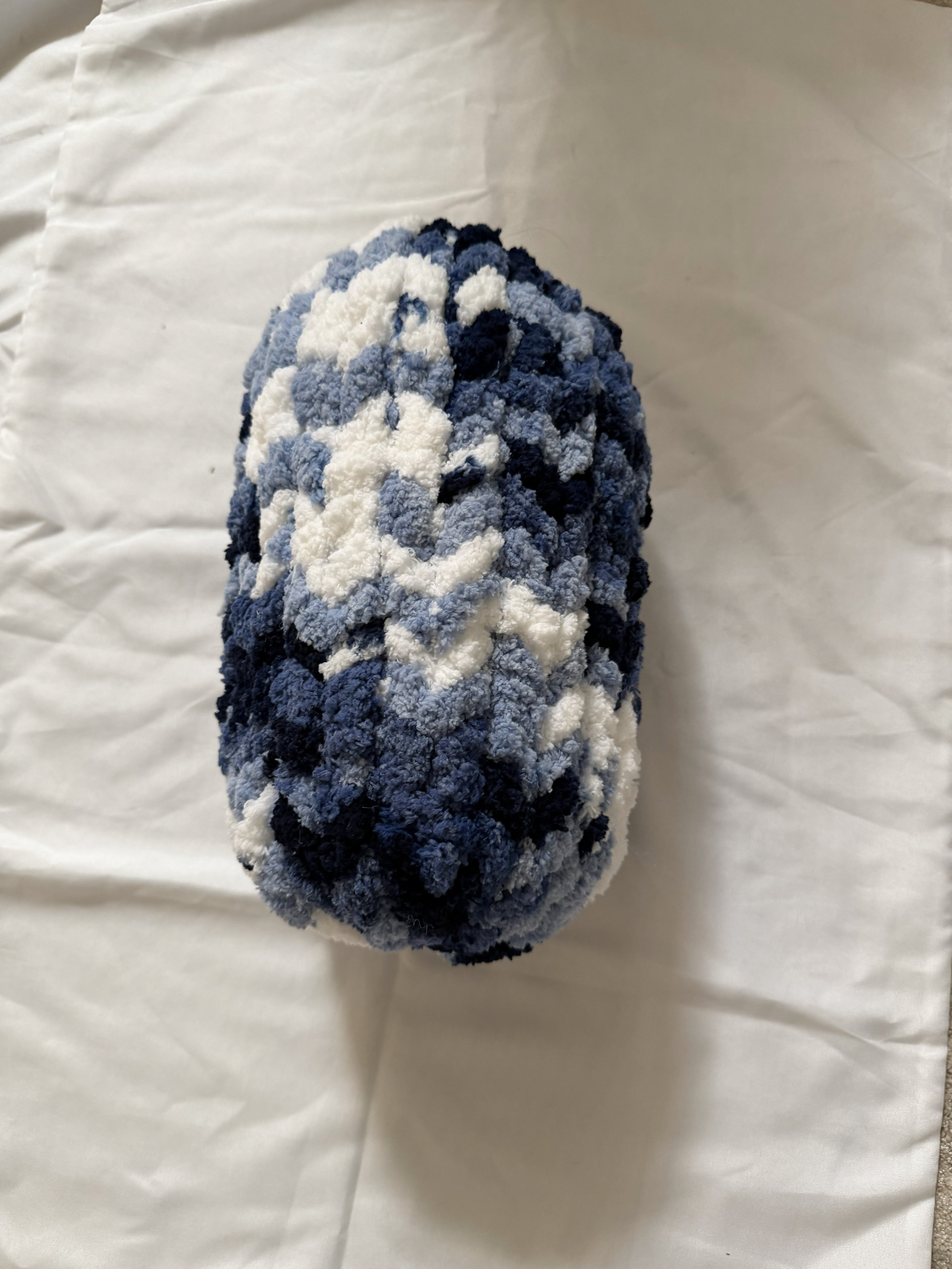 Navy Multi-Color Shaggy Knit Pillow
